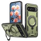 For Google Pixel 9 Pro XL PC Hybrid TPU Armor MagSafe Holder Phone Case(Olive Green) - 1