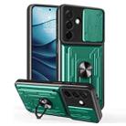 For Samsung Galaxy A26 5G Sliding Camshield TPU+PC Phone Case with Card Slot(Dark Green) - 1