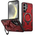 For Samsung Galaxy S24 5G PC Hybrid TPU Armor MagSafe Holder Phone Case(Red) - 1