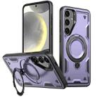 For Samsung Galaxy S24 5G PC Hybrid TPU Armor MagSafe Holder Phone Case(Purple) - 1