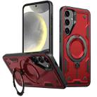 For Samsung Galaxy S24 FE 5G PC Hybrid TPU Armor MagSafe Holder Phone Case(Red) - 1