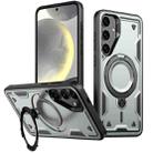 For Samsung Galaxy S24 FE 5G PC Hybrid TPU Armor MagSafe Holder Phone Case(Grey) - 1