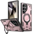 For Samsung Galaxy S24 Ultra 5G PC Hybrid TPU Armor MagSafe Holder Phone Case(Rose Gold) - 1