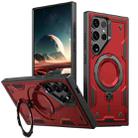 For Samsung Galaxy S25 Ultra 5G PC Hybrid TPU Armor MagSafe Ring Holder Phone Case(Red) - 1
