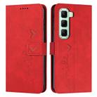 For Infinix Hot 50 4G Skin Feel Heart Embossed Leather Phone Case(Red) - 1