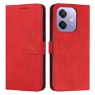 For OPPO A3x 5G Skin Feel Heart Embossed Leather Phone Case(Red) - 1