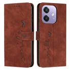 For OPPO A3x 5G Skin Feel Heart Embossed Leather Phone Case(Brown) - 1