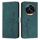 For Realme 13 Pro+ 5G Global Skin Feel Heart Embossed Leather Phone Case(Green) - 1