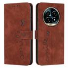 For Realme 13 Pro+ 5G Global Skin Feel Heart Embossed Leather Phone Case(Brown) - 1