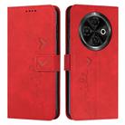 For Tecno Spark 30C Skin Feel Heart Embossed Leather Phone Case(Red) - 1