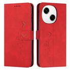 For Tecno Spark Go 1 Skin Feel Heart Embossed Leather Phone Case(Red) - 1