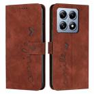 For Xiaomi 14T Pro Skin Feel Heart Embossed Leather Phone Case(Brown) - 1