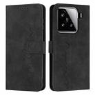 For Xiaomi 15 Skin Feel Heart Embossed Leather Phone Case(Black) - 1
