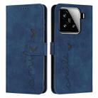 For Xiaomi 15 Skin Feel Heart Embossed Leather Phone Case(Blue) - 1