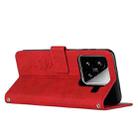 For Xiaomi 15 Skin Feel Heart Embossed Leather Phone Case(Red) - 3