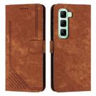 For Infinix Hot 50 4G Skin Feel Stripe Pattern Leather Phone Case(Brown) - 1