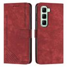 For Infinix Hot 50 4G Skin Feel Stripe Pattern Leather Phone Case(Red) - 1