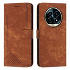 For Realme 13 Pro+ 5G Global Skin Feel Stripe Pattern Leather Phone Case(Brown) - 1