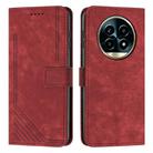 For Realme 13 Pro+ 5G Global Skin Feel Stripe Pattern Leather Phone Case(Red) - 1