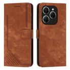 For Tecno Spark 20 Pro 5G Skin Feel Stripe Pattern Leather Phone Case(Brown) - 1