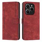 For Tecno Spark 20 Pro 5G Skin Feel Stripe Pattern Leather Phone Case(Red) - 1