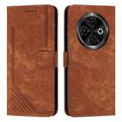 For Tecno Spark 30C Skin Feel Stripe Pattern Leather Phone Case(Brown) - 1