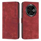 For Tecno Spark 30C Skin Feel Stripe Pattern Leather Phone Case(Red) - 1