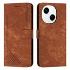 For Tecno Spark Go 1 Skin Feel Stripe Pattern Leather Phone Case(Brown) - 1