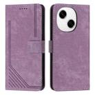 For Tecno Spark Go 1 Skin Feel Stripe Pattern Leather Phone Case(Purple) - 1