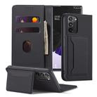 For Samsung Galaxy Note20 5G Strong Magnetism Shockproof Horizontal Flip Liquid Feel Leather Case with Holder & Card Slots & Wallet(Black) - 1