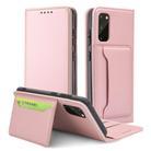 For Samsung Galaxy S20 5G Strong Magnetism Shockproof Horizontal Flip Liquid Feel Leather Case with Holder & Card Slots & Wallet(Rose Gold) - 1