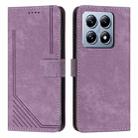 For Xiaomi 14T Skin Feel Stripe Pattern Leather Phone Case(Purple) - 1