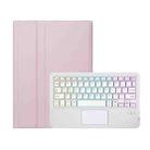 For Huawei MatePad SE 11 2024 AH21-AS Ultra-thin Detachable Backlight Bluetooth Keyboard Leather Tablet Case with Touchpad(Pink White) - 2