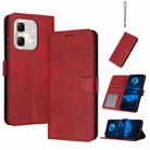 For Infinix Hot 50i Solid Calf Texture Flip Leather Phone Case(Red) - 1