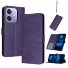 For OPPO A3x Solid Calf Texture Flip Leather Phone Case(Purple) - 1