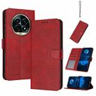 For Realme 13 Pro+ 5G Global Solid Calf Texture Flip Leather Phone Case(Red) - 1