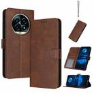 For Realme 13 Pro+ 5G Global Solid Calf Texture Flip Leather Phone Case(Brown) - 1