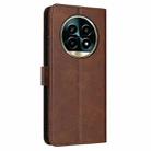 For Realme 13 Pro+ 5G Global Solid Calf Texture Flip Leather Phone Case(Brown) - 3