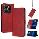 For Tecno Spark 20 Pro 5G Solid Calf Texture Flip Leather Phone Case(Red) - 1