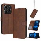 For Tecno Spark 20 Pro 5G Solid Calf Texture Flip Leather Phone Case(Brown) - 1