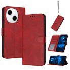 For Tecno Spark Go 1 Solid Calf Texture Flip Leather Phone Case(Red) - 1