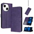 For Tecno Spark Go 1 Solid Calf Texture Flip Leather Phone Case(Purple) - 1