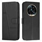 For Realme 13 Pro+ Stitching Calf Texture Buckle Leather Phone Case(Black) - 1