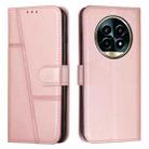 For Realme 13 Pro+ Stitching Calf Texture Buckle Leather Phone Case(Rose Gold) - 1