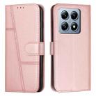 For Xiaomi 14T Stitching Calf Texture Buckle Leather Phone Case(Rose Gold) - 1