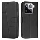 For Xiaomi 15 Pro Stitching Calf Texture Buckle Leather Phone Case(Black) - 1