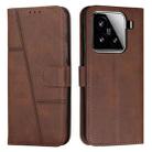For Xiaomi 15 Stitching Calf Texture Buckle Leather Phone Case(Brown) - 1