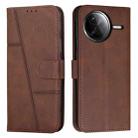 For Xiaomi Poco F7 Pro / F7 Ultra Stitching Calf Texture Buckle Leather Phone Case(Brown) - 1