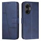 For Xiaomi Poco F7 Stitching Calf Texture Buckle Leather Phone Case(Blue) - 1