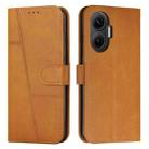 For Xiaomi Poco F7 Stitching Calf Texture Buckle Leather Phone Case(Yellow) - 1